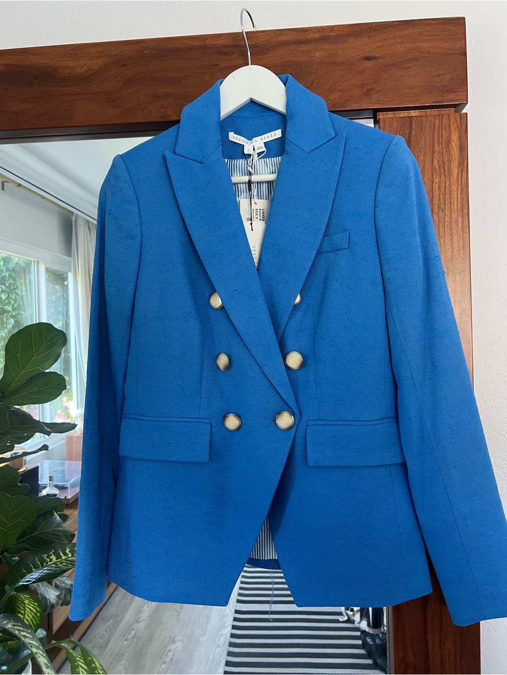 Veronica Beard Azure Blue Miller Dickey Double-Breasted blazer - Picture 9 of 14